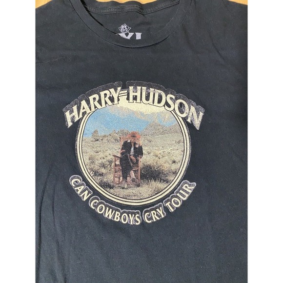 Harry Hudson Can Cowboys Cry Tour Black Concert Shirt Mens Size XXL 22.5pit2pit - Picture 2 of 7